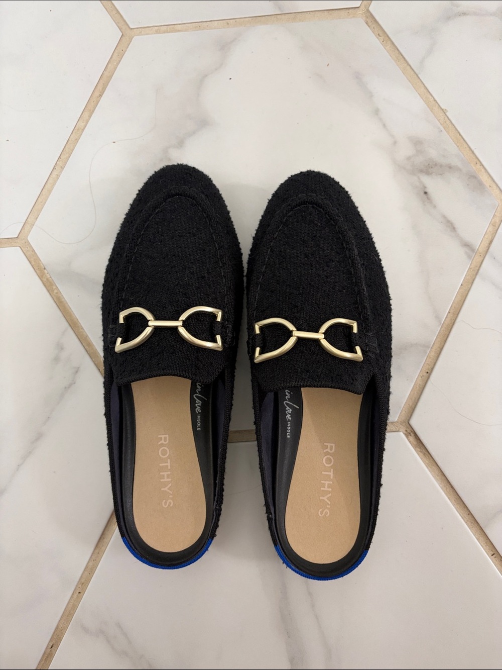 Rothy's Double Bit Loafer Mule with Gold Bit Hardware